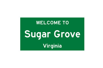 Sugar Grove, Virginia, USA. City limit sign on transparent background. 