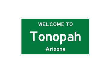 Tonopah, Arizona, USA. City limit sign on transparent background. 