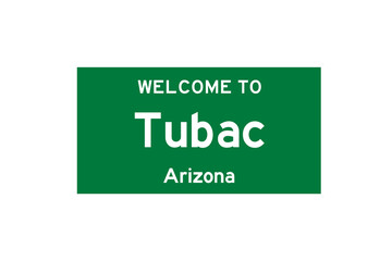 Tubac, Arizona, USA. City limit sign on transparent background. 