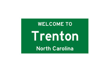 Trenton, North Carolina, USA. City limit sign on transparent background. 