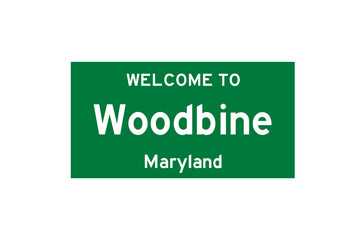 Woodbine, Maryland, USA. City limit sign on transparent background. 