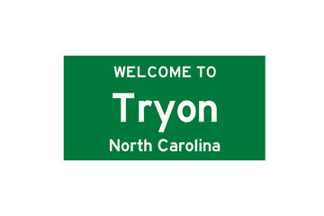 Tryon, North Carolina, USA. City limit sign on transparent background. 