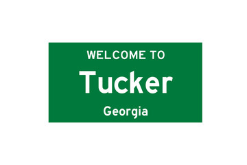 Tucker, Georgia, USA. City limit sign on transparent background. 