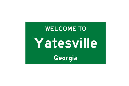 Yatesville, Georgia, USA. City limit sign on transparent background. 