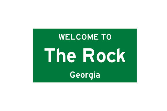 The Rock, Georgia, USA. City limit sign on transparent background. 