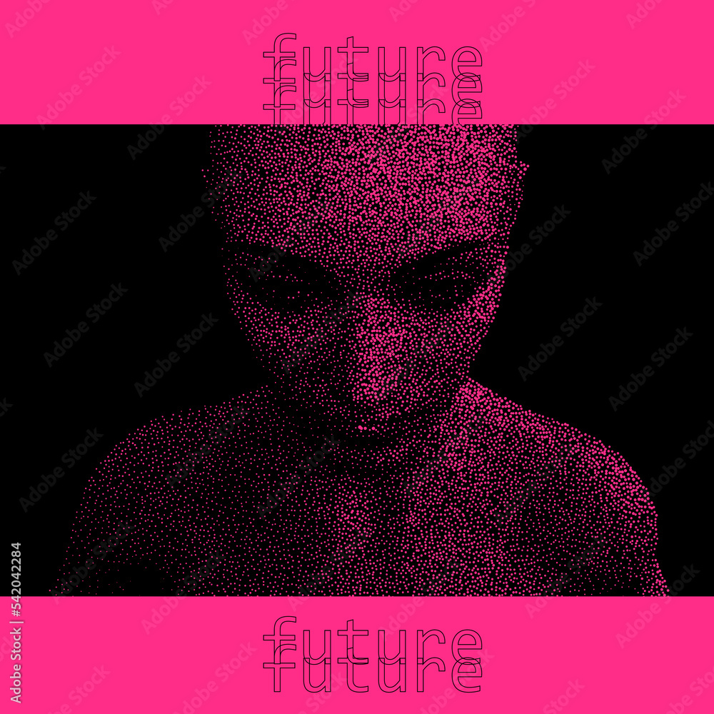Aufkleber 3D vector illustration of the human face. Conceptual image of the artificial intelligence.