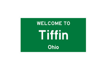 Tiffin, Ohio, USA. City limit sign on transparent background. 