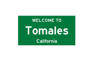 Tomales, California, USA. City limit sign on transparent background. 
