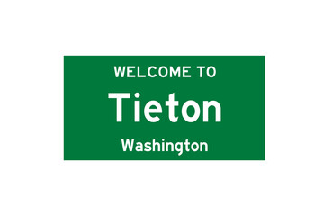 Tieton, Washington, USA. City limit sign on transparent background. 