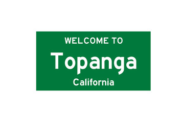 Topanga, California, USA. City limit sign on transparent background. 