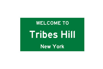 Tribes Hill, New York, USA. City limit sign on transparent background. 
