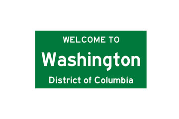 Washington, District of Columbia, USA. City limit sign on transparent background. 