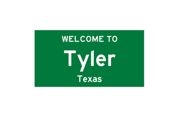 Tyler, Texas, USA. City limit sign on transparent background. 