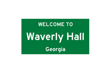 Waverly Hall, Georgia, USA. City limit sign on transparent background. 