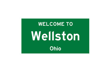 Wellston, Ohio, USA. City limit sign on transparent background. 