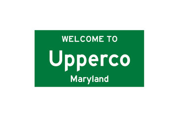 Upperco, Maryland, USA. City limit sign on transparent background. 