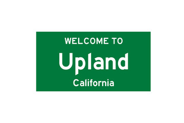 Upland, California, USA. City limit sign on transparent background. 