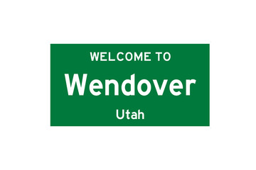 Wendover, Utah, USA. City limit sign on transparent background. 