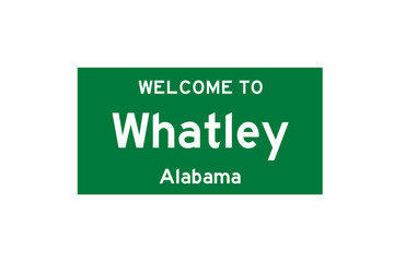 Whatley, Alabama, USA. City limit sign on transparent background. 