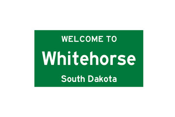 Whitehorse, South Dakota, USA. City limit sign on transparent background. 