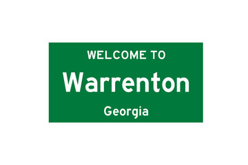 Warrenton, Georgia, USA. City limit sign on transparent background. 