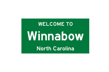 Winnabow, North Carolina, USA. City limit sign on transparent background. 