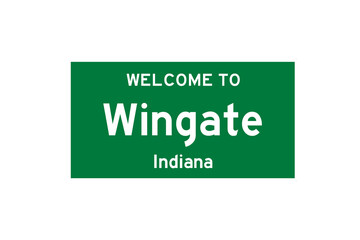 Wingate, Indiana, USA. City limit sign on transparent background. 