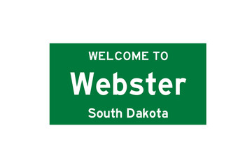 Webster, South Dakota, USA. City limit sign on transparent background. 
