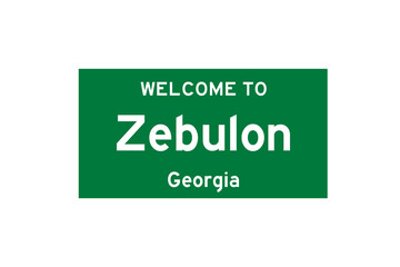 Zebulon, Georgia, USA. City limit sign on transparent background. 