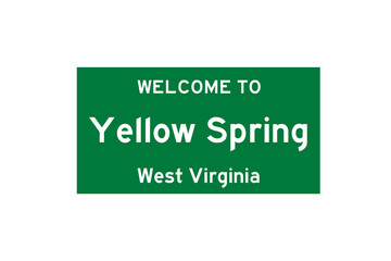 Yellow Spring, West Virginia, USA. City limit sign on transparent background. 