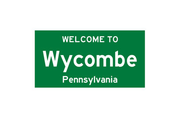 Wycombe, Pennsylvania, USA. City limit sign on transparent background. 