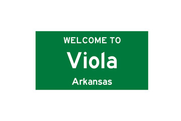 Viola, Arkansas, USA. City limit sign on transparent background. 