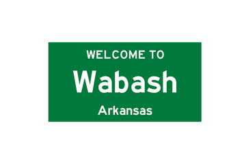Wabash, Arkansas, USA. City limit sign on transparent background. 