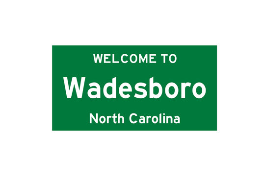 Wadesboro, North Carolina, USA. City limit sign on transparent background. 