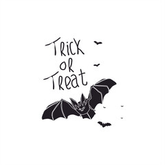 monochrome cute bat silhouette for halloween celebration