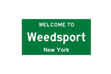 Weedsport, New York, USA. City limit sign on transparent background. 