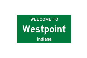 Westpoint, Indiana, USA. City limit sign on transparent background. 