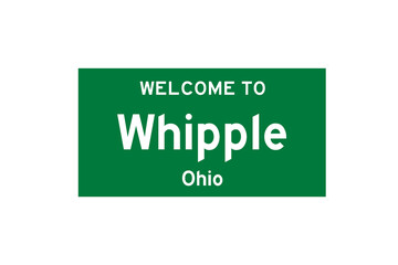 Whipple, Ohio, USA. City limit sign on transparent background. 