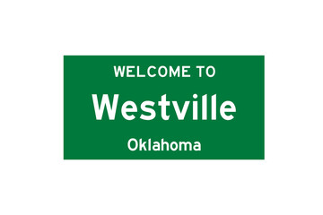 Westville, Oklahoma, USA. City limit sign on transparent background. 