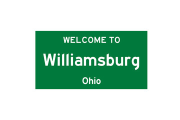 Williamsburg, Ohio, USA. City limit sign on transparent background. 