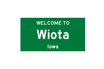 Wiota, Iowa, USA. City limit sign on transparent background. 