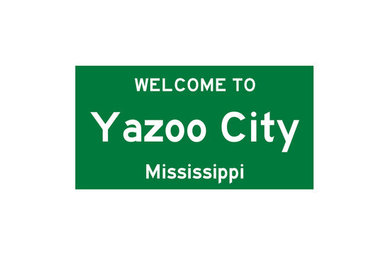 Yazoo City, Mississippi, USA. City limit sign on transparent background. 