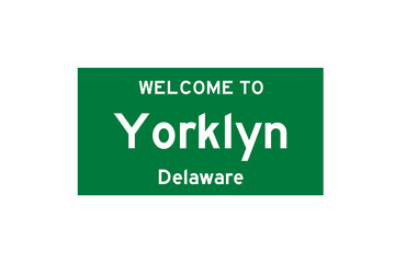 Yorklyn, Delaware, USA. City limit sign on transparent background. 
