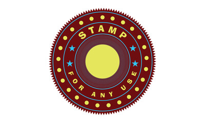 Round stamp. Red and yellow round sign stamp for any use isolated on white background