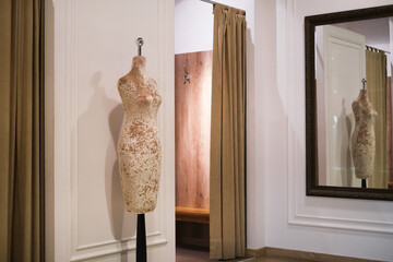 mannequin in the designer's room against the background of the fitting room