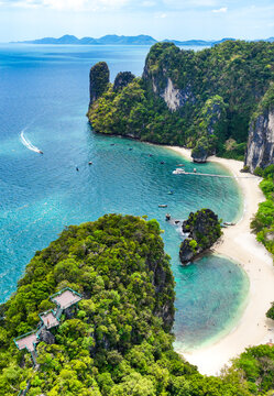 Aerial view of Koh Hong island in Krabi province, Thailand