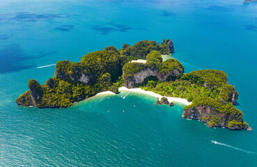 Aerial view of Koh Hong island in Krabi province, Thailand