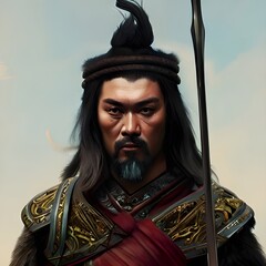 Illustrated portrait of Attila the Hun. High quality illustration