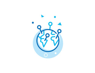 Globe Pin Stroke Line Icon
