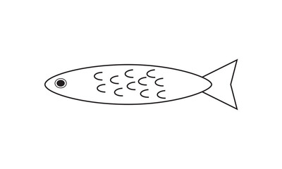 Outline fish icon illustration on white background.